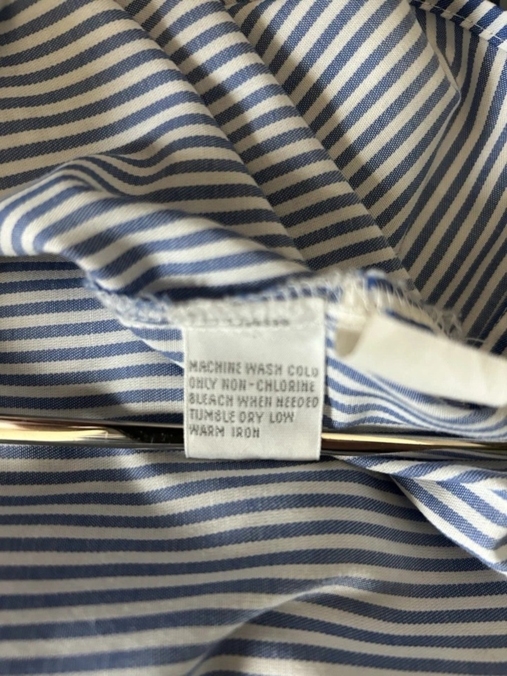 Foxcroft Blue and White Vertical Stripe Button-Down Shirt - Picture 9 of 9